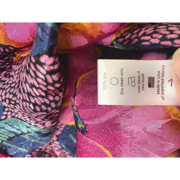 WARM Pink Floral Print Oversized Silk Blouse US Small - Picture 15 of 16